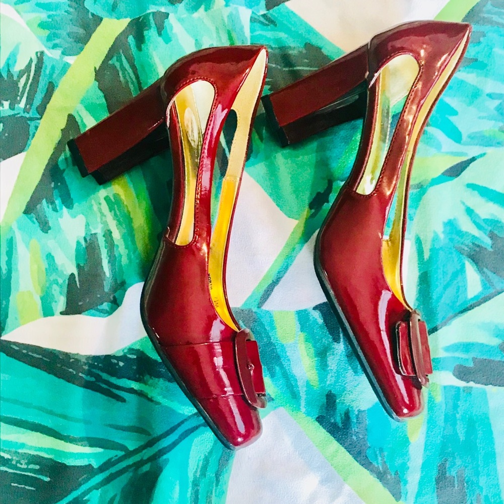 Cherry Red Etienne Aigner Patent Leather Pump